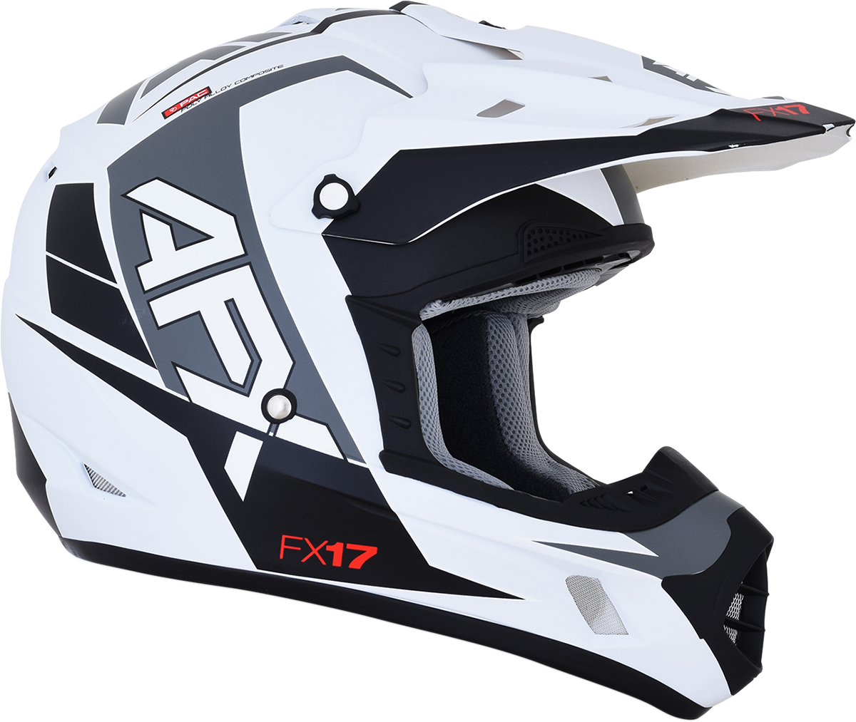 Bill's Exhausts AFX FX-17 motorcycle helmet in matte white with large size, featuring sleek design and safety features.