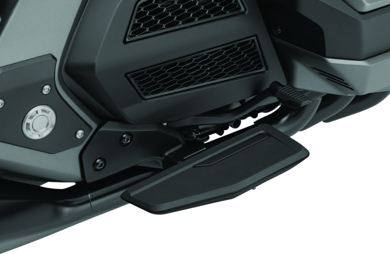 Kuryakyn Omni Driver Floorboard Kit in satin black installed on Honda GL1800 with DCT motorcycle.