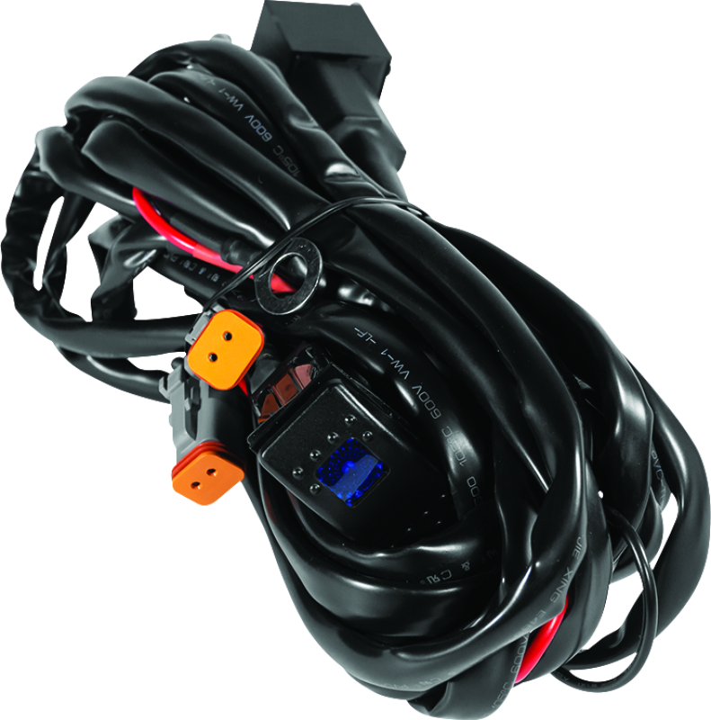 QuadBoss LED wire harness dual DT for powersports vehicles, showing the reliable power connection with wiring and connectors.