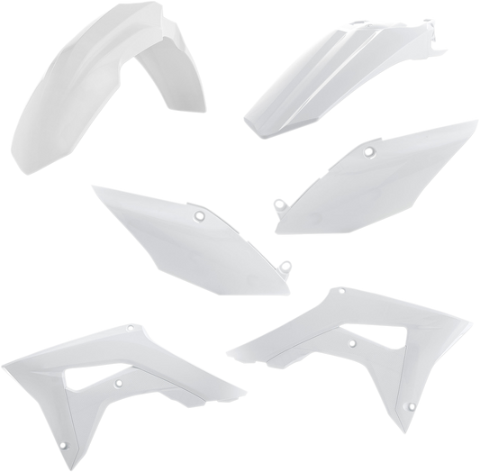 A white Acerbis standard replacement body kit for motorcycles, showing the assembled body panels on a neutral background.