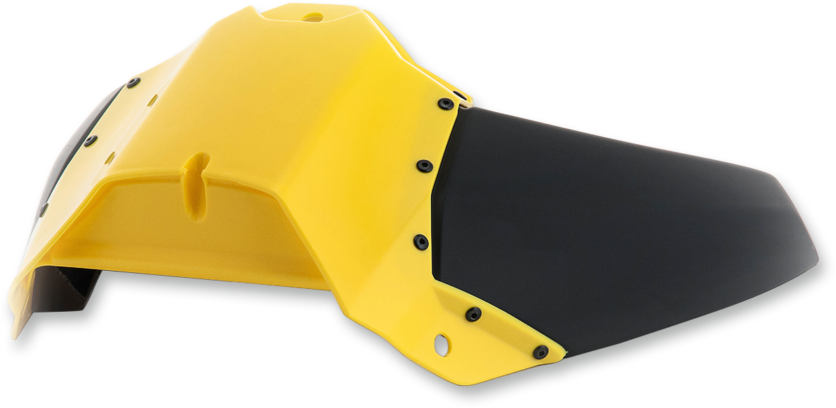 Acerbis yellow and black radiator shrouds for motorcycle body, with upper side design, part number 2374141017.