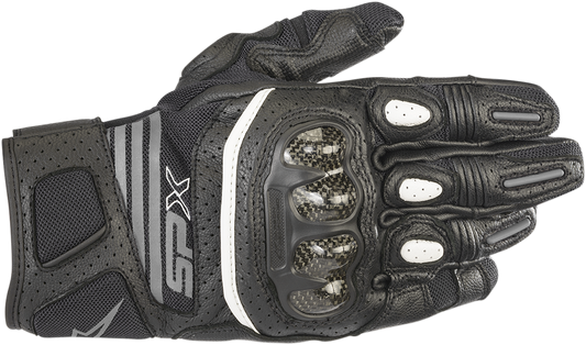 Alpinestars Women Stella SPX AC V2 motorcycle gloves in black and anthracite, large size, with protective padding and textured grip areas.