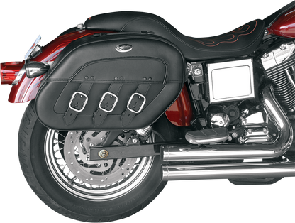 Bill's Exhausts SADDLEMEN Drifter Rigid Slant Saddlebag seat for motorcycles, featuring durable construction and sleek design.
