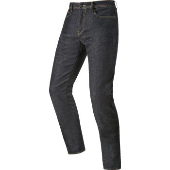 Alpinestars Cult-8 blue motorcycle pants, US 32 / EU 48, with reinforced panels and adjustable waistband for riding comfort.