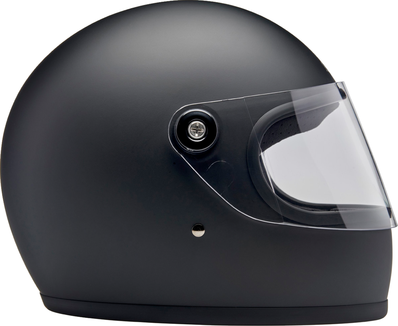 BILTWELL Gringo S helmet in flat black, large size, featuring a sleek motorcycle helmet design with ventilation vents and matte finish.