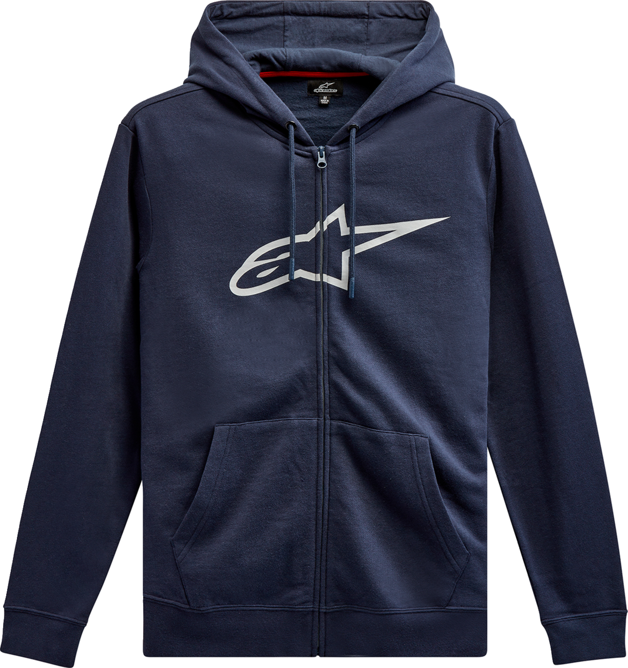Alpinestars Ageless 2 zip hoodie in navy and gray, XL size, featuring a front zipper, hood, and stylish design.