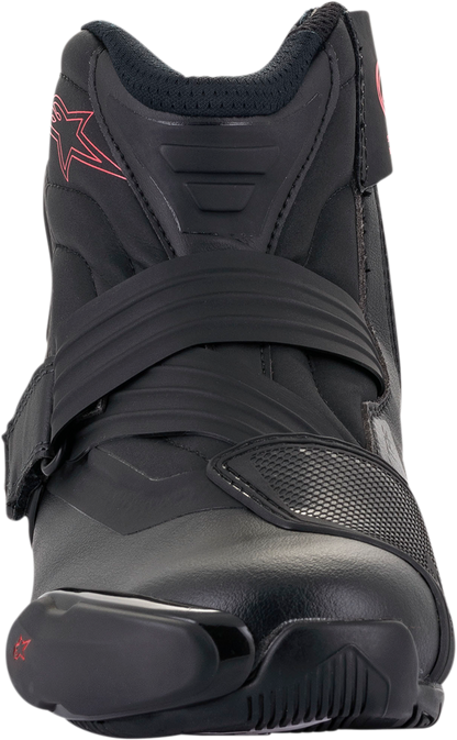 Alpinestars Stella SMX-1R V2 motorcycle boots in black and pink, US 11.5, EU 44, featuring protective design and sporty style.