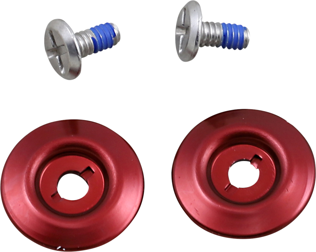 BILTWELL Gen 2 hardware kit with stainless steel screw and red baseplate for helmet parts, by Bill's Exhausts.