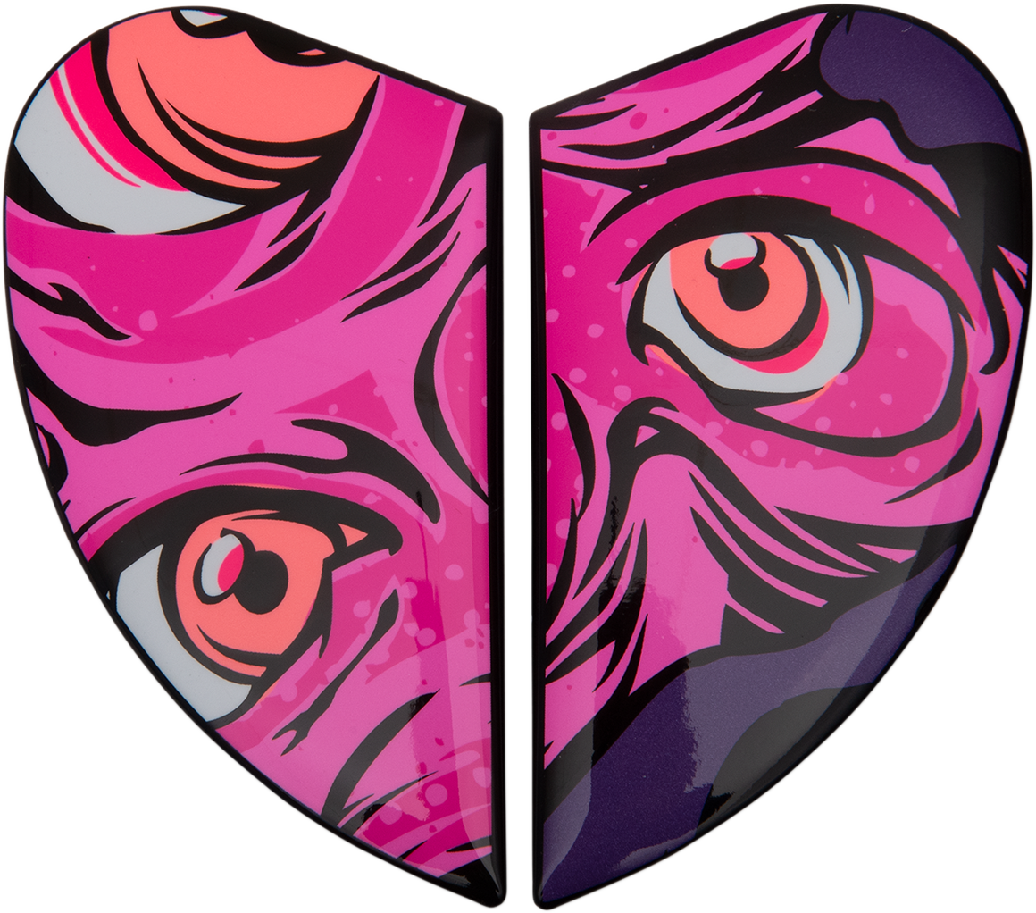 Pink ICON Airform™ Side Plates for Illuminatus helmet, designed as helmet parts by Bill's Exhausts with detailed surface texture.
