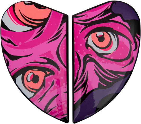 Pink ICON Airform™ Side Plates for Illuminatus helmet, designed as helmet parts by Bill's Exhausts with detailed surface texture.