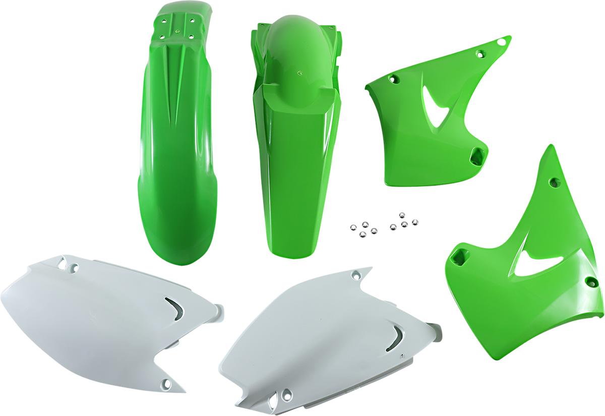 Acerbis OEM KX125/250 2003-2008 standard motorcycle body kit, showing the plastic body panels and mounting points.