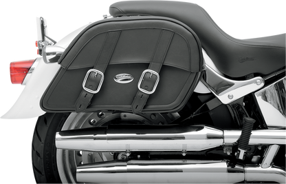 Bill's Exhausts SADDLEMEN Custom Fit Drifter Saddlebag seat for motorcycles, large size with detailed stitching and mounting hardware.