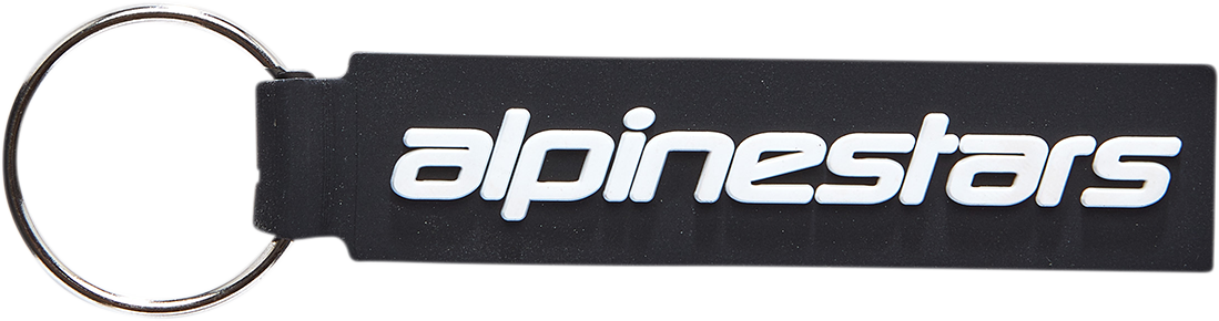 Black ALPINESTARS linear key fob with protective gear design, featuring the ALPINESTARS logo in a sleek, compact style.