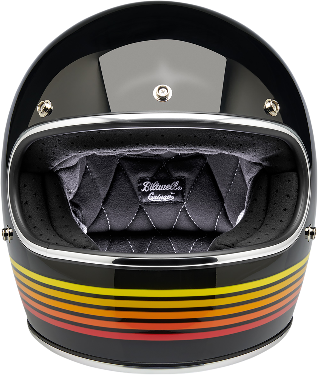 BILTWELL Gringo helmet in gloss black spectrum finish, XL size, showcasing helmet's sleek design and detailed exterior.