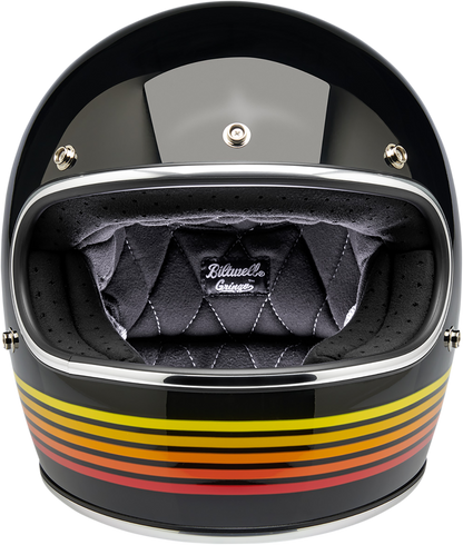 BILTWELL Gringo helmet in gloss black spectrum finish, XL size, showcasing helmet's sleek design and detailed exterior.