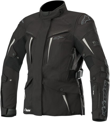Black and anthracite ALPINESTARS Stella Yaguara Drystar® motorcycle jacket in XL, featuring protective armor and sleek design.