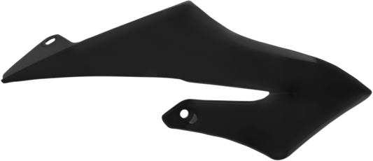 Acerbis radiator shrouds in black for motorcycle body protection, designed by Bill's Exhausts, shown from different angles.