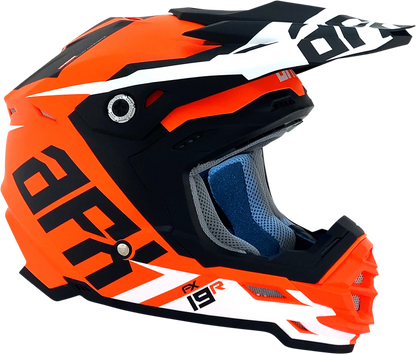 Bill's Exhausts AFX FX-19R racing helmet in matte orange, large size, with a sleek aerodynamic design and clear visor.