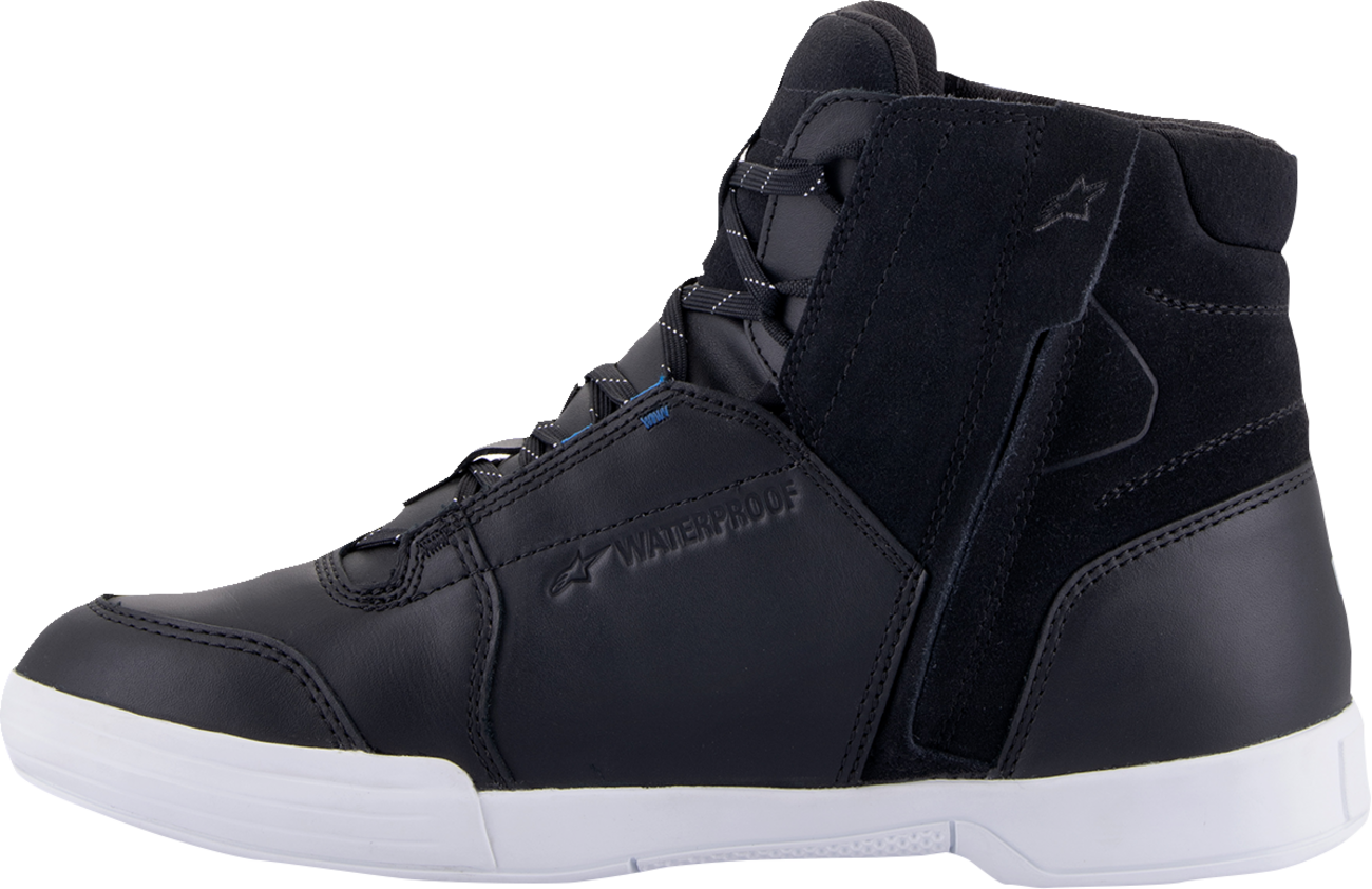 Alpinestars Chrome Waterproof Shoes in black and white, US 12.5, featuring sleek design and durable construction.