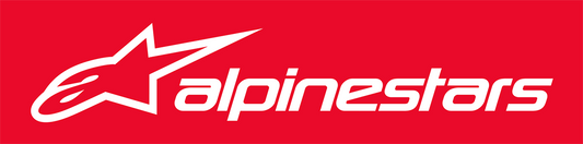 Alpinestars Slatwall display graphic with colorful race car and brand logo for automotive shop display setup