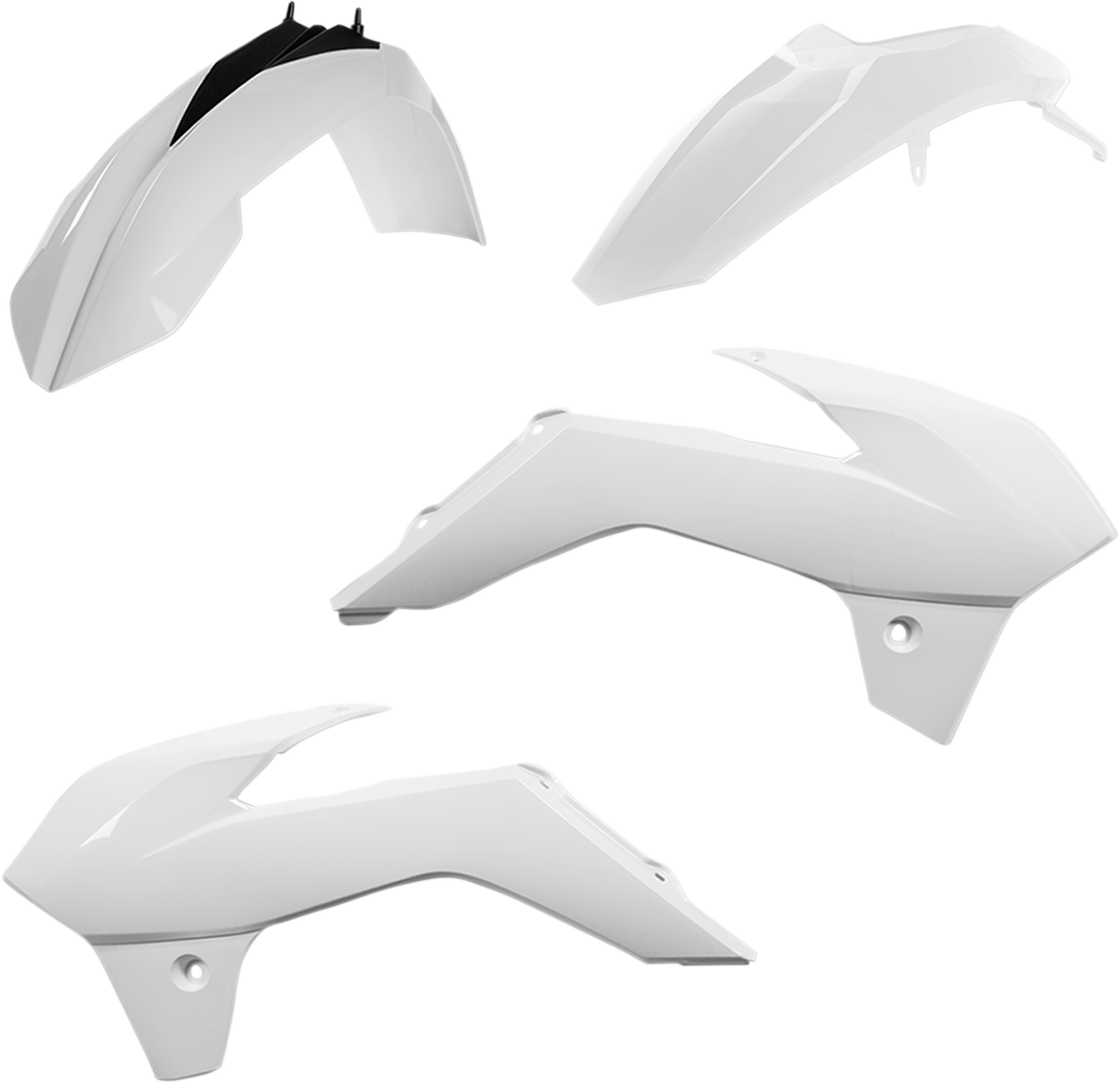 White Acerbis standard replacement body kit for motorcycles, featuring streamlined design and durable plastic construction.