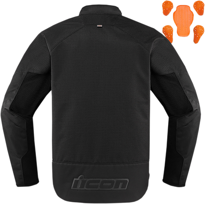 Bill's Exhausts ICON Hooligan Stealth jacket in large size, showcasing a sleek black jacket with modern design details.