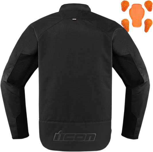 Bill's Exhausts ICON Hooligan Stealth jacket in large size, showcasing a sleek black jacket with modern design details.
