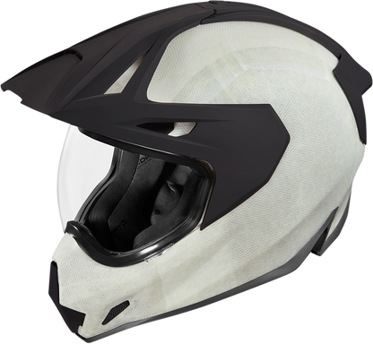 White ICON Variant Pro™ helmet in XS size with Construct design, featuring a sleek aerodynamic shape and adjustable strap.