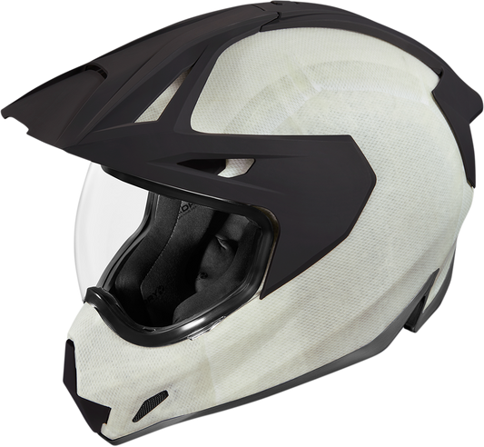 White ICON Variant Pro™ helmet in XS size with Construct design, featuring a sleek aerodynamic shape and adjustable strap.