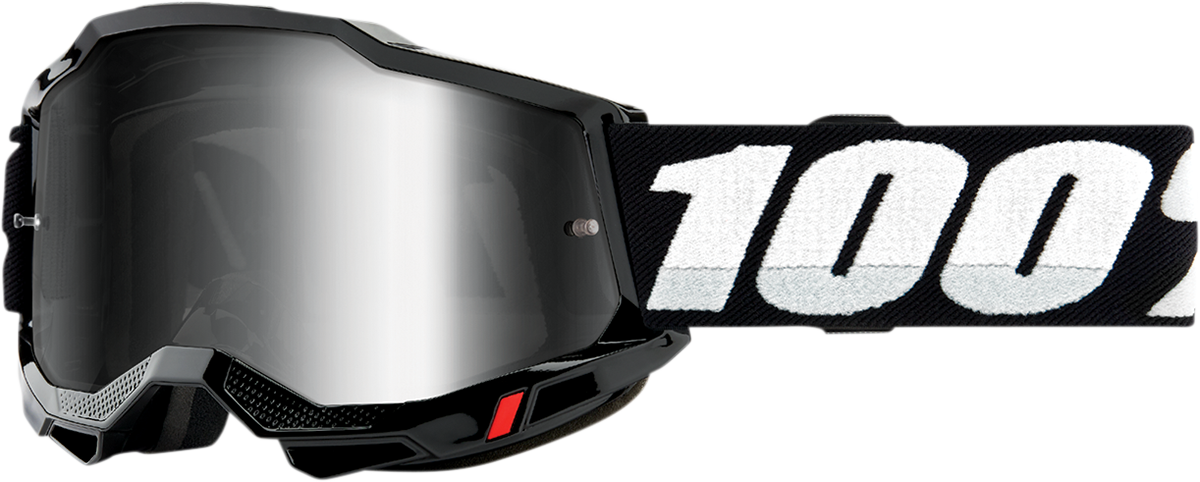 100% Accuri 2 Goggles - Black - Silver Mirror 50014-00001 - Howling Moto