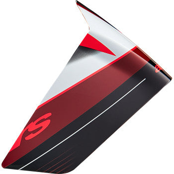 Black and carbon red Alpinstars Supertech R10 helmet spoiler with gloss white accents, designed for race helmets.