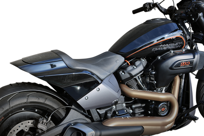 Bill's Exhausts SADDLEMEN GP-V1 Solo Seat for FXDR motorcycle, featuring sleek black seat with textured surface and ergonomic design.