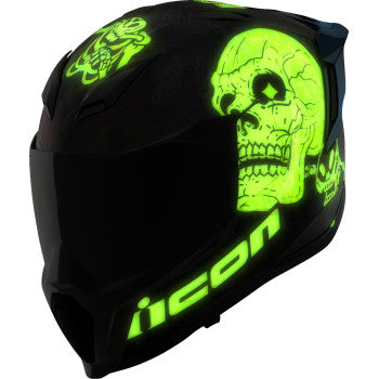 Blue ICON Ultraflite Doodle 3 MIPS helmet in medium size with ventilation and safety features, designed for motorcycle riding.