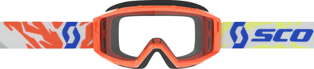 SCOTT Youth Primal Goggles in orange with clear lenses, designed for kids, featuring a sleek, durable engine-style frame.