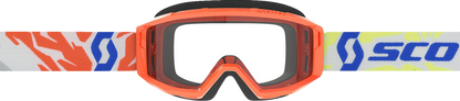 SCOTT Youth Primal Goggles in orange with clear lenses, designed for kids, featuring a sleek, durable engine-style frame.