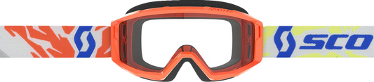SCOTT Youth Primal Goggles in orange with clear lenses, designed for kids, featuring a sleek, durable engine-style frame.