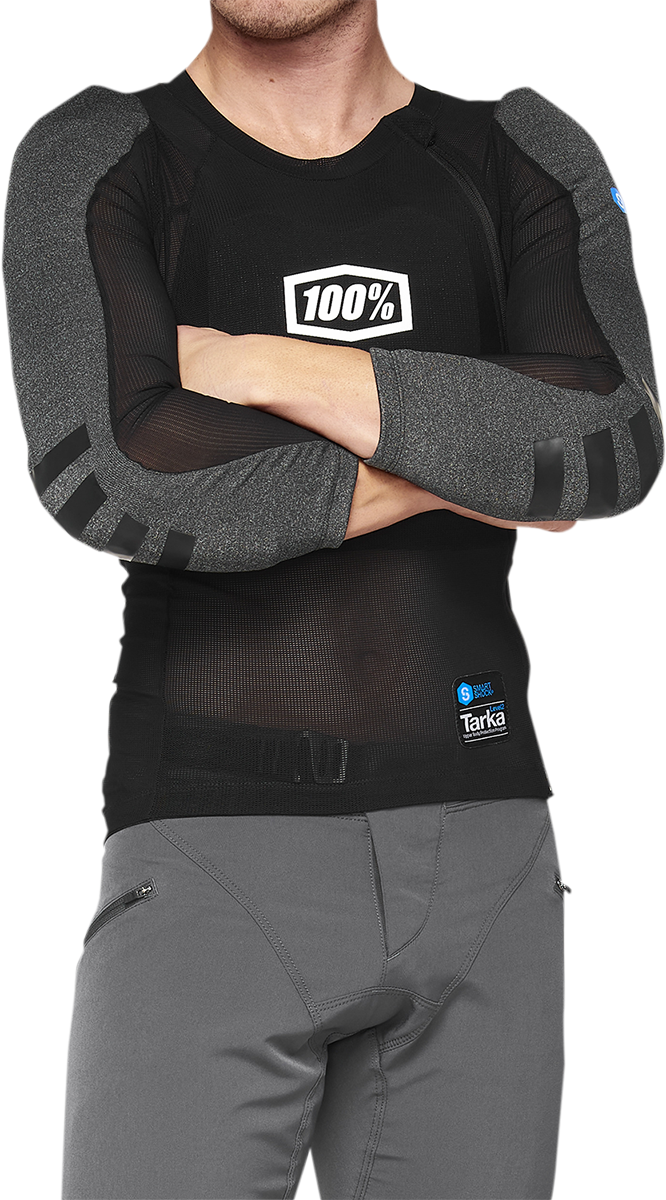Bill's Exhausts 100% Tarka Guard long sleeve vest in black, small size, showcasing the protective vest with a sleek design.
