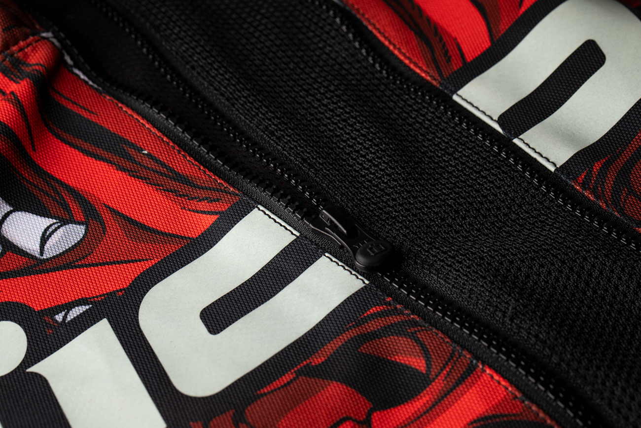 Red ICON Airform Manik'r™ jacket in XL from Bill's Exhausts, showcasing the protective motorcycle jacket with detailed design.