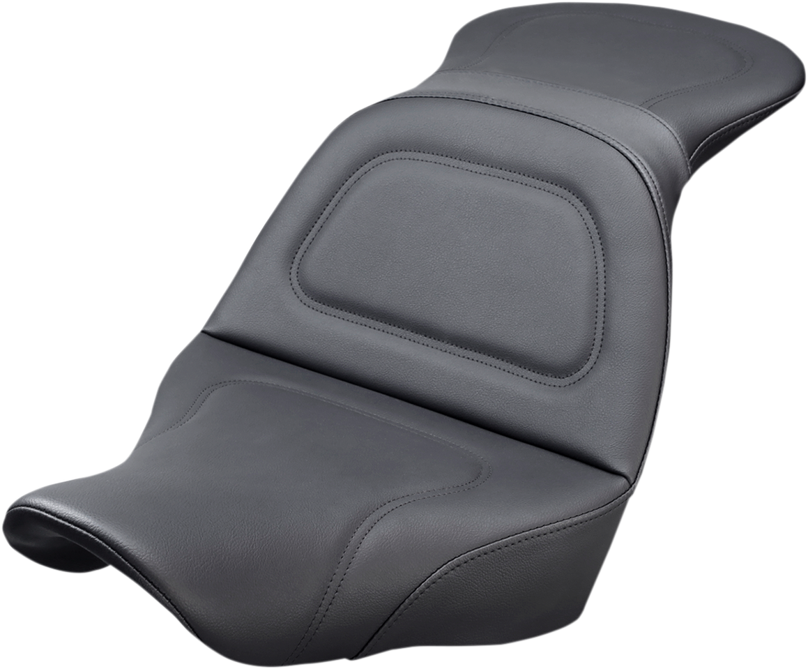 Bill's Exhausts SADDLEMEN Explorer Seat for FXLR/FLSB 2018-2022, motorcycle seat without driver backrest, black and textured design.