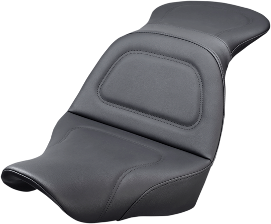 Bill's Exhausts Saddlemens Explorer Seat for FXLR/FLSB 2018-2022, sleek motorcycle seat without backrest, designed for comfort and style.