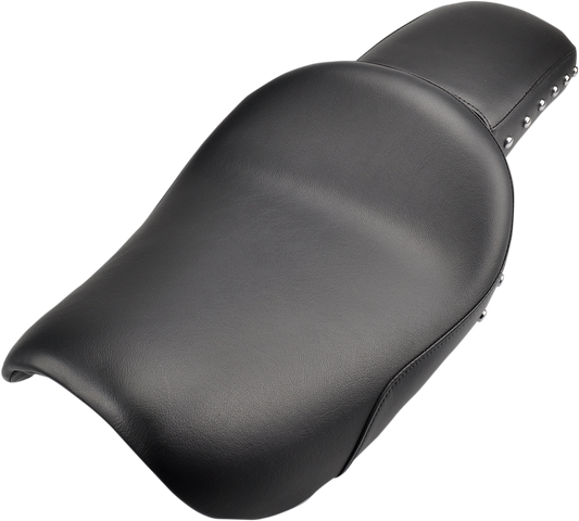 Bill's Exhausts SADDLEMEN Renegade Studded Seat for motorcycle with studded leather seating and contoured design.