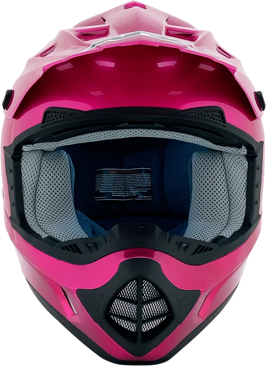 Bill's Exhausts AFX FX-17Y helmet in fuchsia, small size, with aerodynamic shape and clear visor for motorcycle riding.