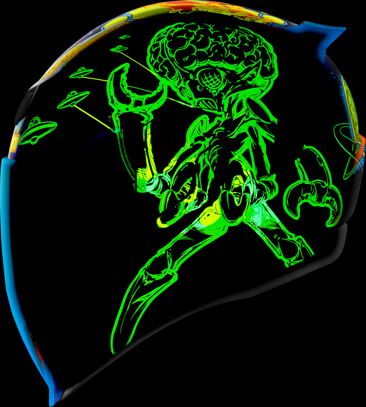 Blue ICON Airflite™ Helmet Bugoid Blitz design, 3XL size, featuring a sleek aerodynamic shape and bold graphic pattern.
