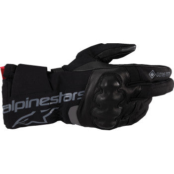 Alpinestars WT-4 Gore-Tex gloves in black, 2XL size, featuring durable material and water-resistant design for motorcycle riding.