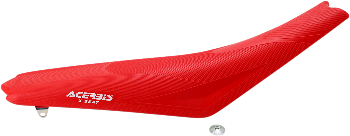 Red ACERBIS X Seat for CRF 250/450 from 2009 to 2013, motorcycle body part with textured surface and branding details.