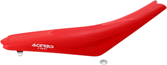 Red ACERBIS X Seat for CRF 250/450 from 2009 to 2013, motorcycle body part with textured surface and branding details.