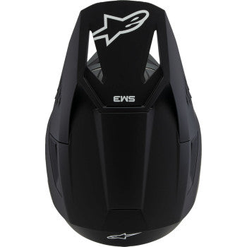 Alpinestars Youth SM3 helmet in matte black with solid design, small size, shown from front view.