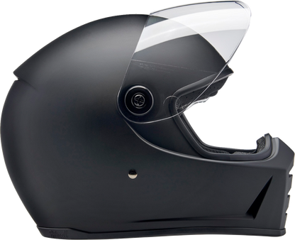 BILTWELL Lane Splitter helmet in flat black, XS size, with smooth aerodynamic design and matte finish, by Bill's Exhausts.