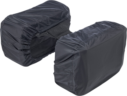Black Biltwell Exfil-36 Saddlebags by Bill's Exhausts mounted on a motorcycle, showcasing durable leather with metal buckle closures.