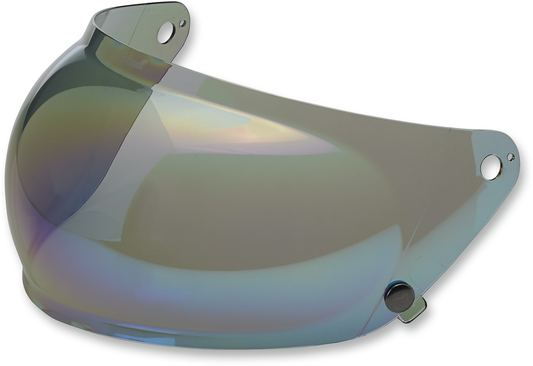 BILTWELL Gringo S helmet shield in bubble rainbow mirror, motorcycle helmet parts by Bill's Exhausts, with reflective rainbow finish.